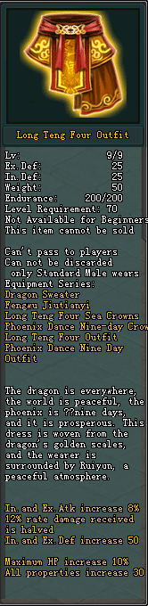 Full in-game tooltip for Long Teng Four Outfit (Male)