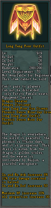 Full in-game tooltip for Long Teng Four Outfit (Female)